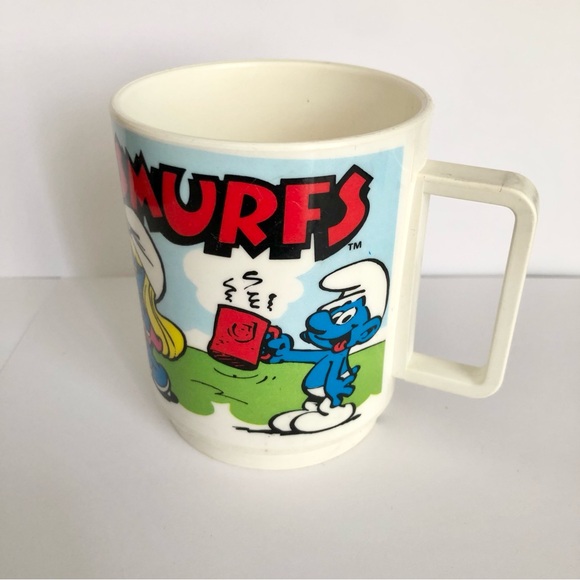 Deka Other - Smurfs Plastic cup mug Smurfette Snorkel Smurf cartoon 80's vintage USA